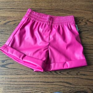 New Truce girl's bright Barbie pink coated faux leather shorts - 10